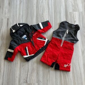 Columbia Bugaboo red and black infant/toddler snowsuit.
